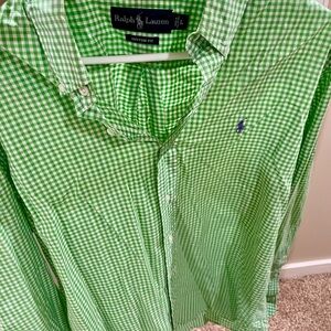 Ralph Lauren Men's Green Gingham Shirt